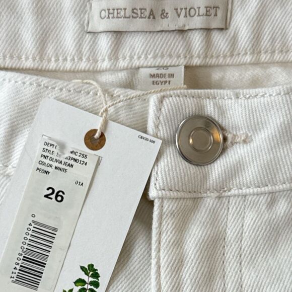 CHELSEA & VIOLET Olivia Denim High Rise‎ 5 Pocket Carpenter Jean Wm Sz 26 White - Picture 3 of 5